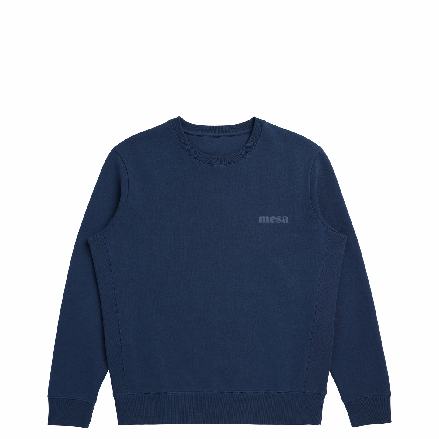 high quality navy crewneck with navy embroidery